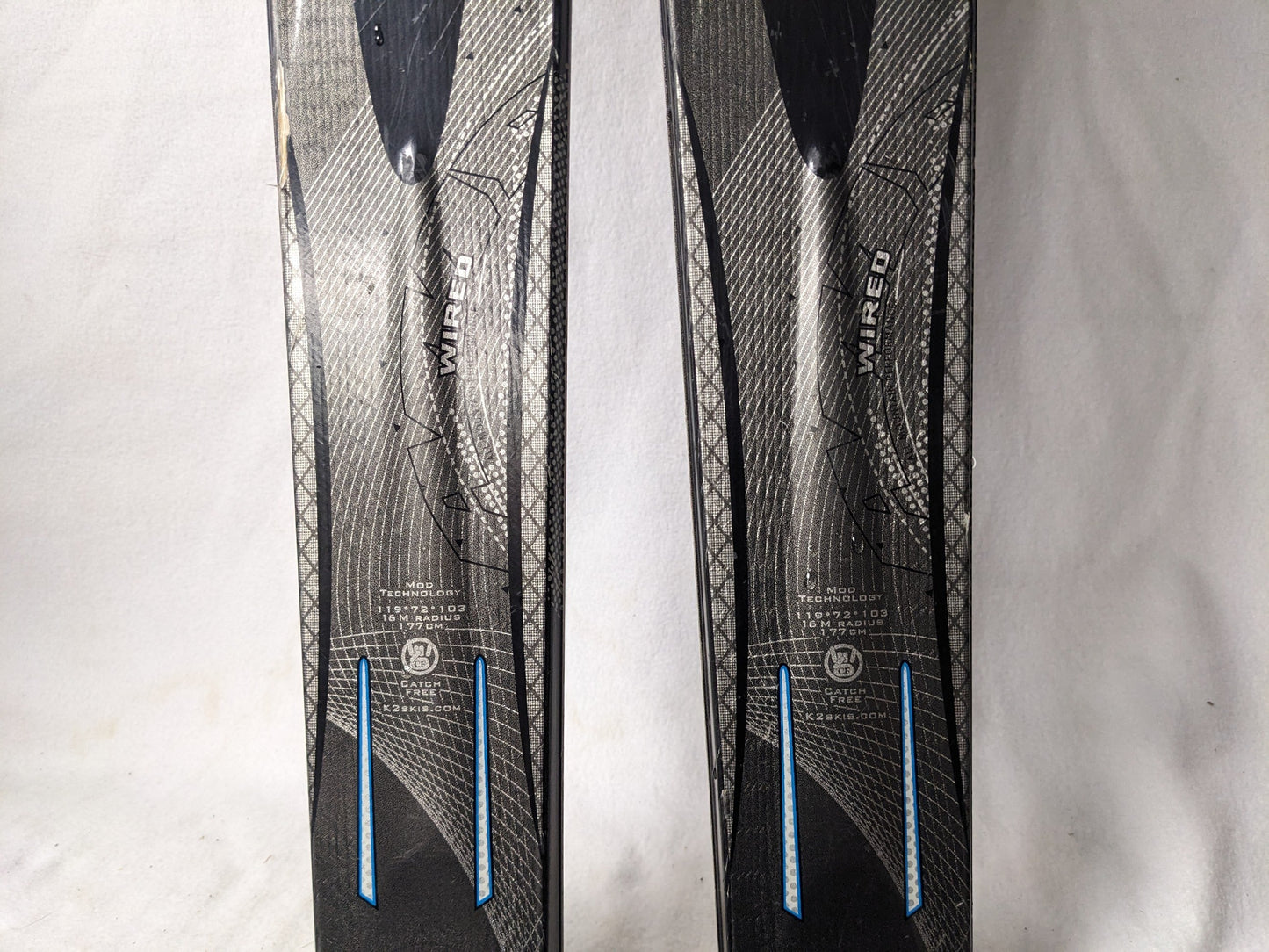 K2 Wired Skis *NO Bindings* Size 177 Cm Color Gray Condition Used