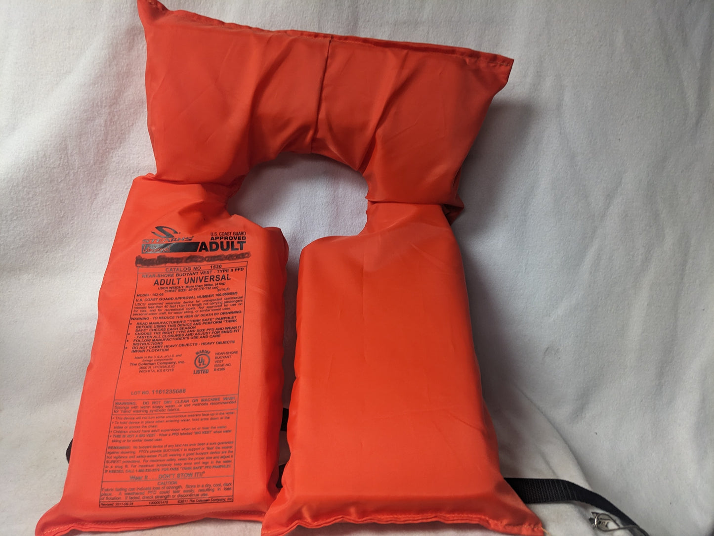 Stearns Horseshoe Type III PFD Floatation Aid Size Youth Color Orange Used