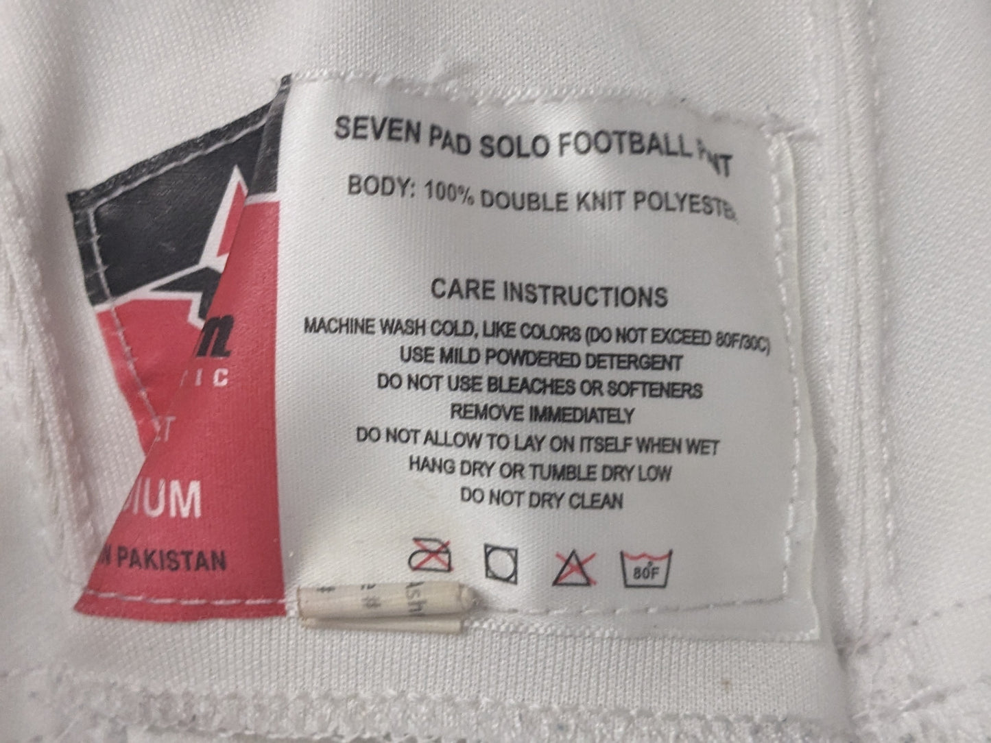 Alleson Seven Pad Solo Football Pants Size Medium Color White Condition Used