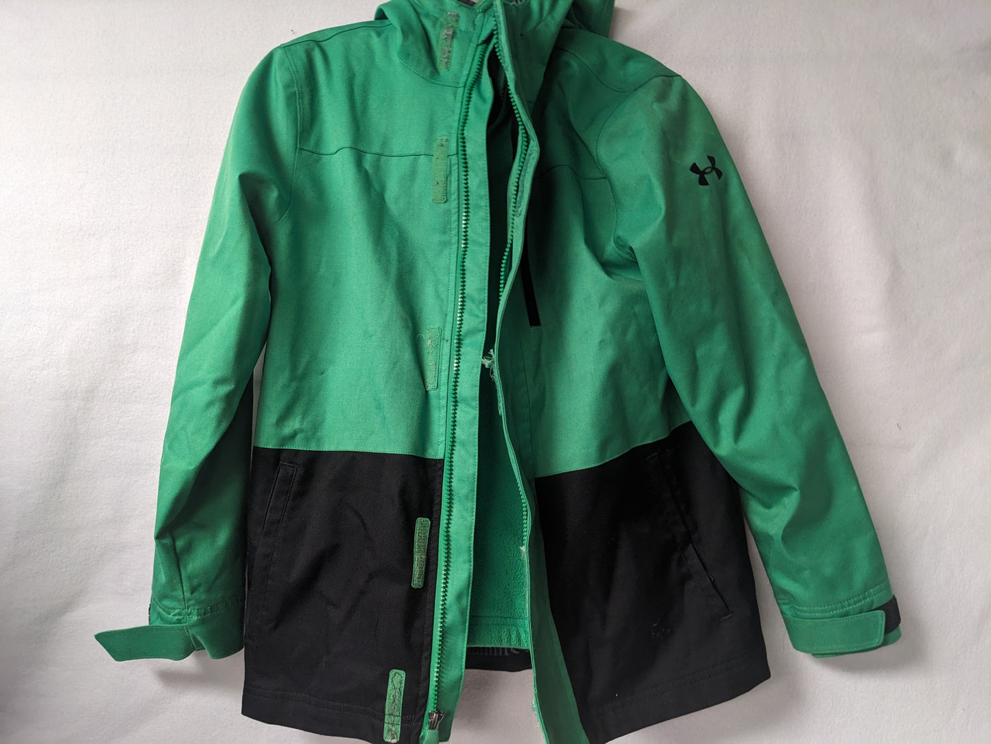 Under Armour Storm Hooded Jacket Coat with Fleece Size Youth M Green Used