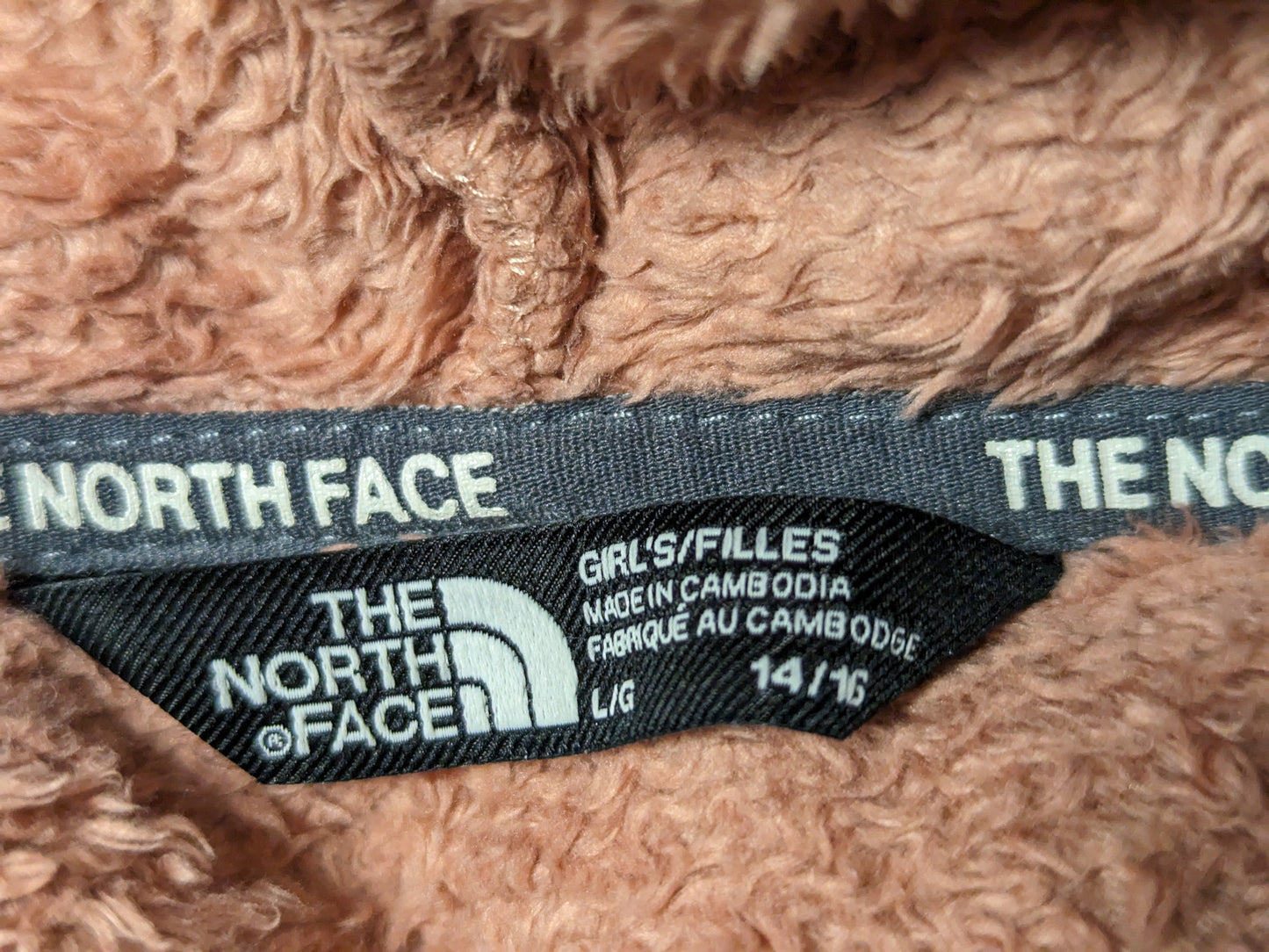 The North Face Hooded Fleece Jacket/Coat Size Youth Large Color Salmon Used