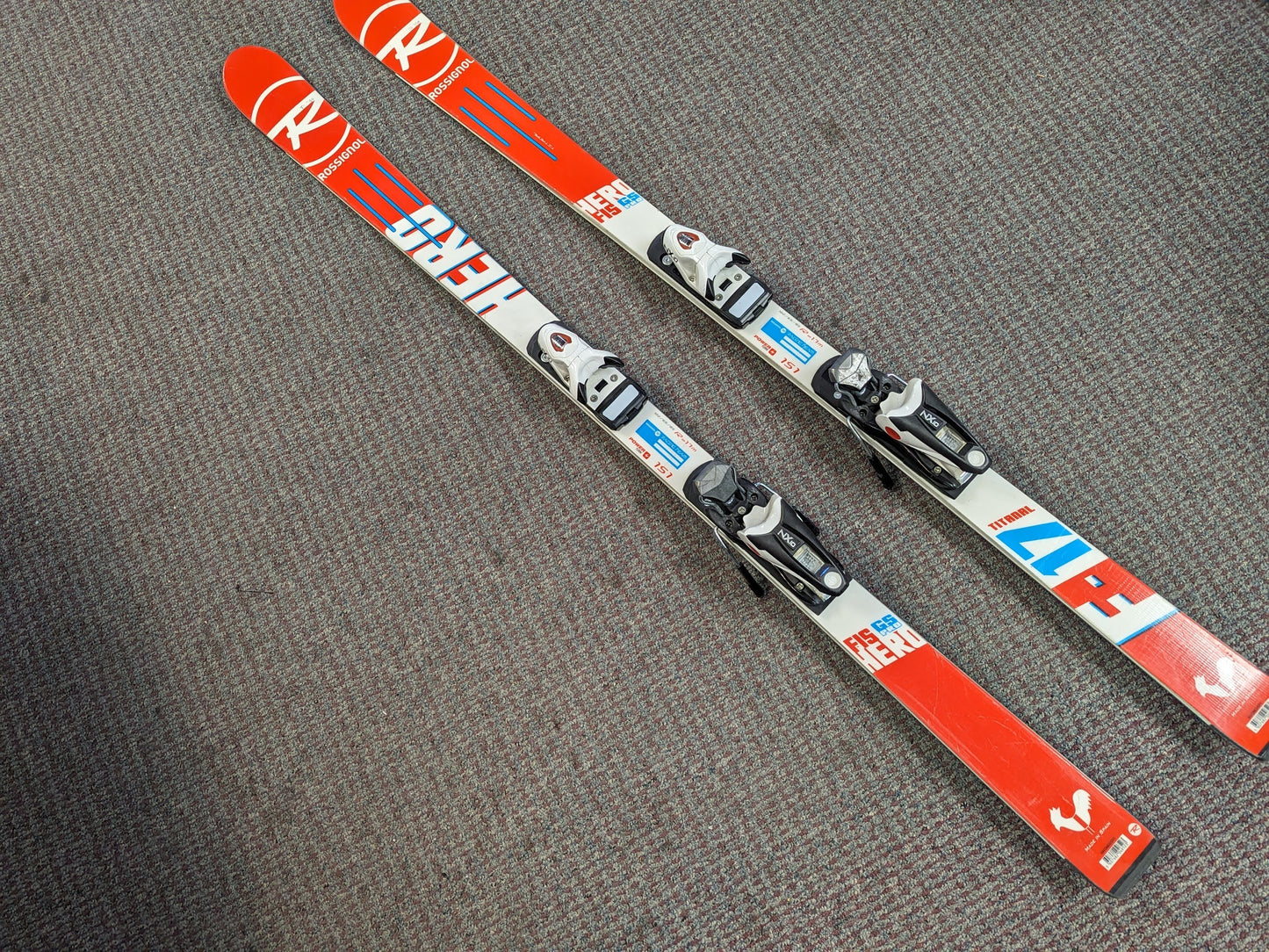 Rossignol Hero GS Pro Skis Look Bindings Size 151 Cm Color Orange Condition Used