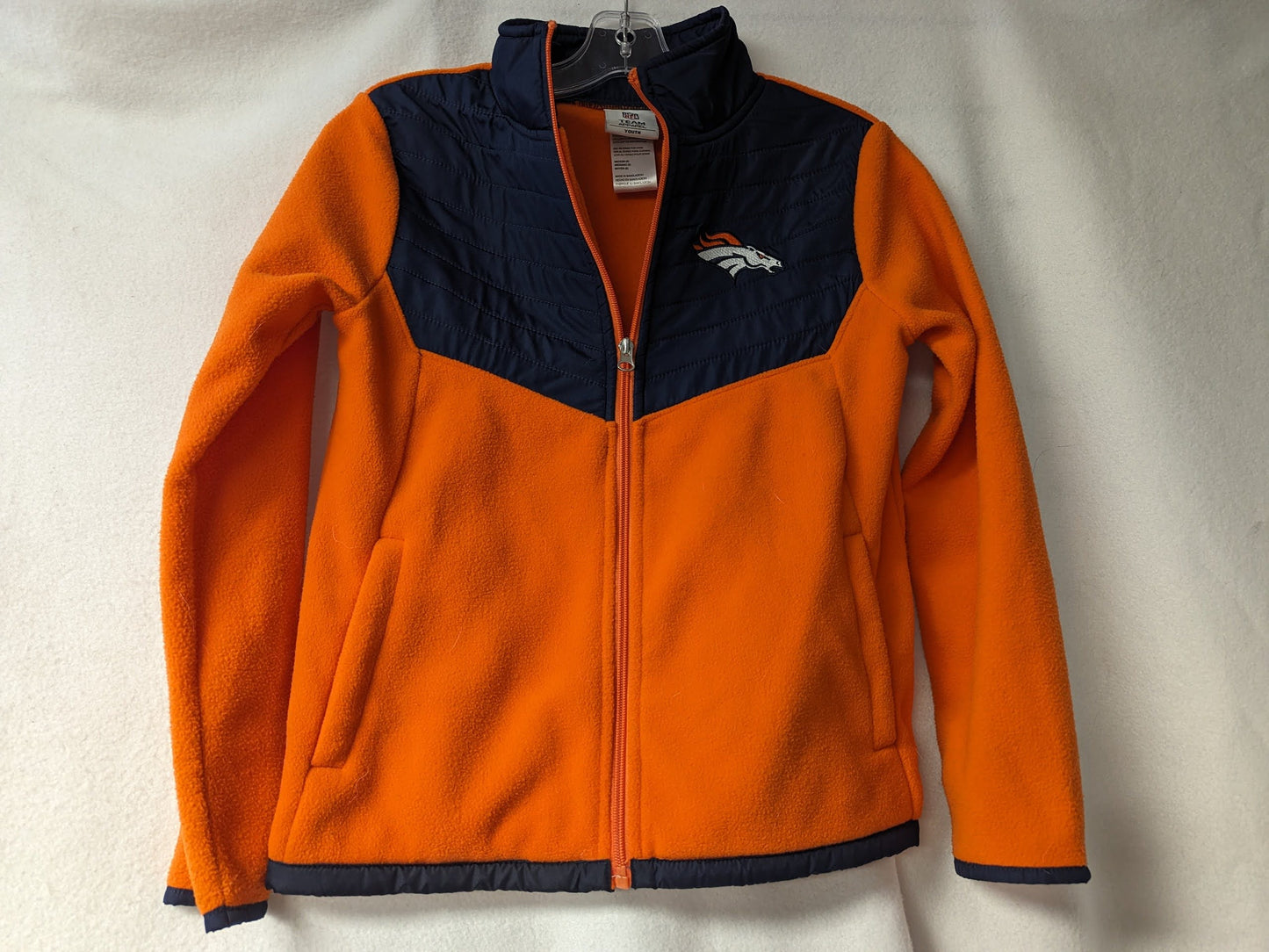 Denver Broncos NFL Fleece Jacket Coat Size Youth Color Orange Condition Used