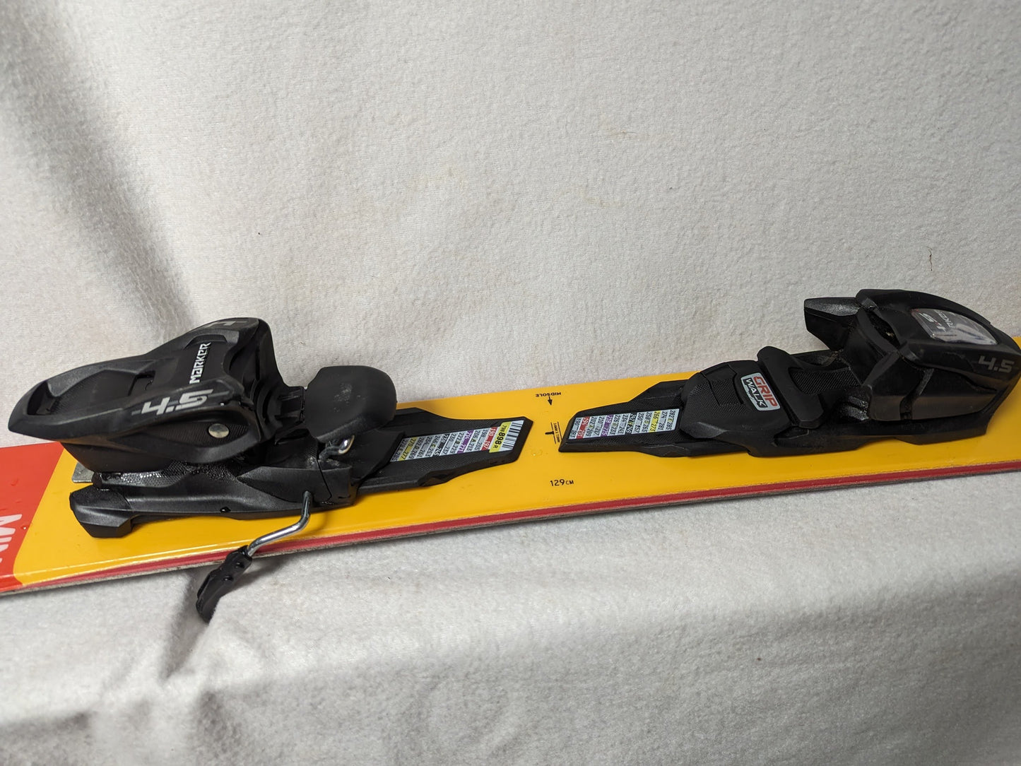 K2 Mindbender Jr Twin Tip Skis w/Marker Bindings Size 129 Cm Color Yellow Used