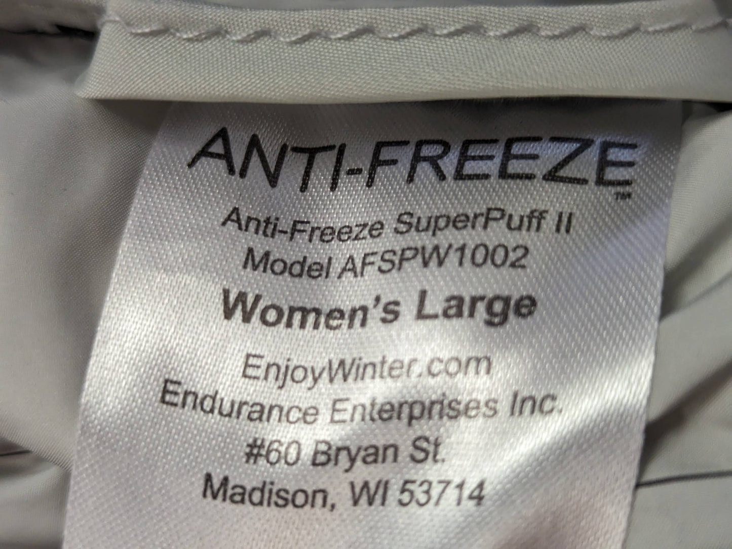 Anti-Freeze Super Puff Women's Hooded Puffer Jacket Coat Women Large Black Used