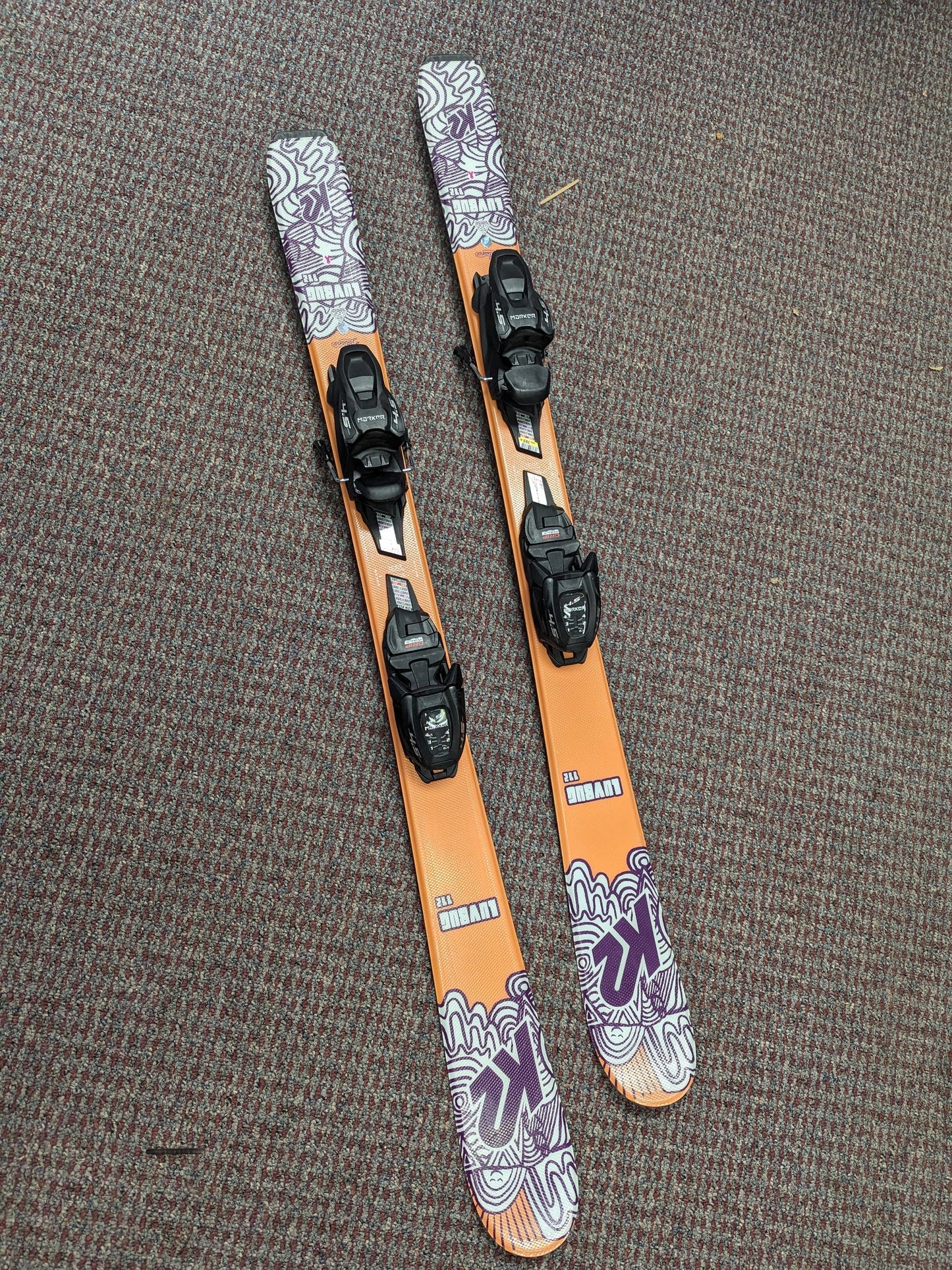 Luv Bug Skis Marker 4.5 Bindings 112 Cm Peach Luvbug Grip Walk Alliance Used