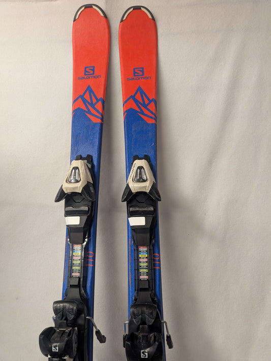 Salomon QST Max Jr Skis w/Salomon 5 Bindings Size 110 Cm Color Orange Used