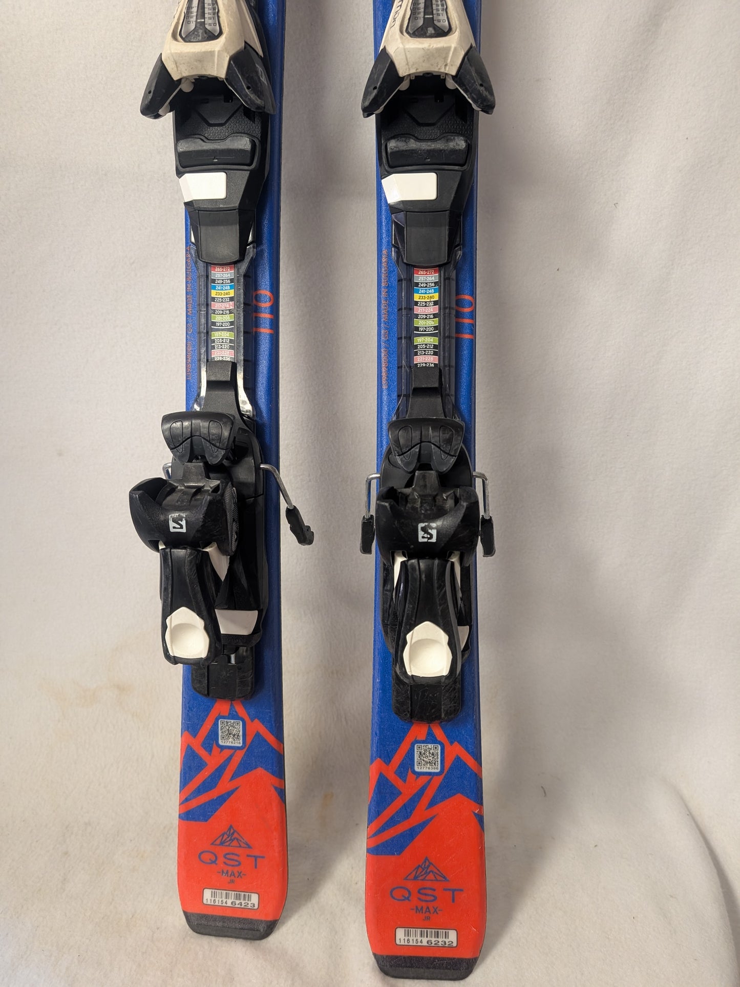 Salomon QST Max Jr Skis w/Salomon 5 Bindings Size 110 Cm Color Orange Used