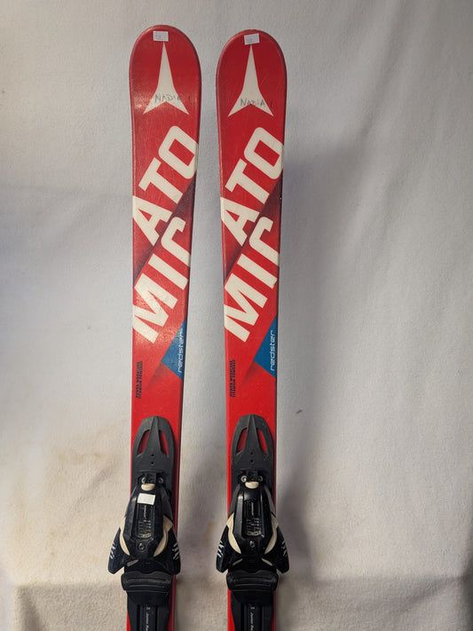 K2 GS Redster Skis w/Atomic Bindings Size 138 Cm Color Red Condition Used