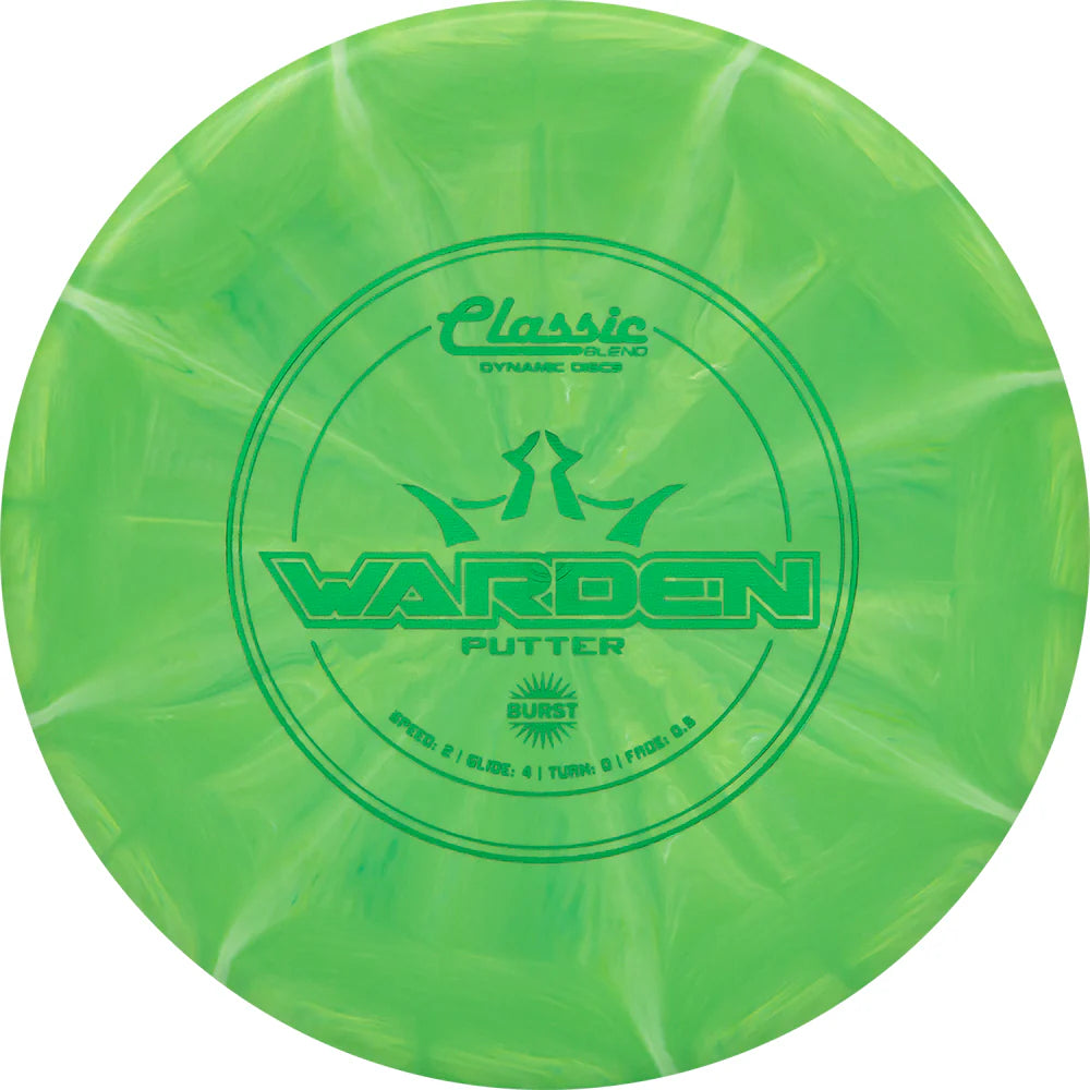 Dynamic Discs Classic Blend Burst Green/White Warden Putter 173+g 2/4/0/0.5 New