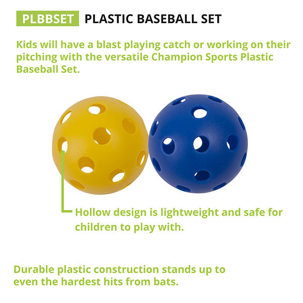 Champion PLASTIC BASEBALLS Multi-Colored 6 Pack New