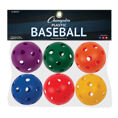 Champion PLASTIC BASEBALLS Multi-Colored 6 Pack New