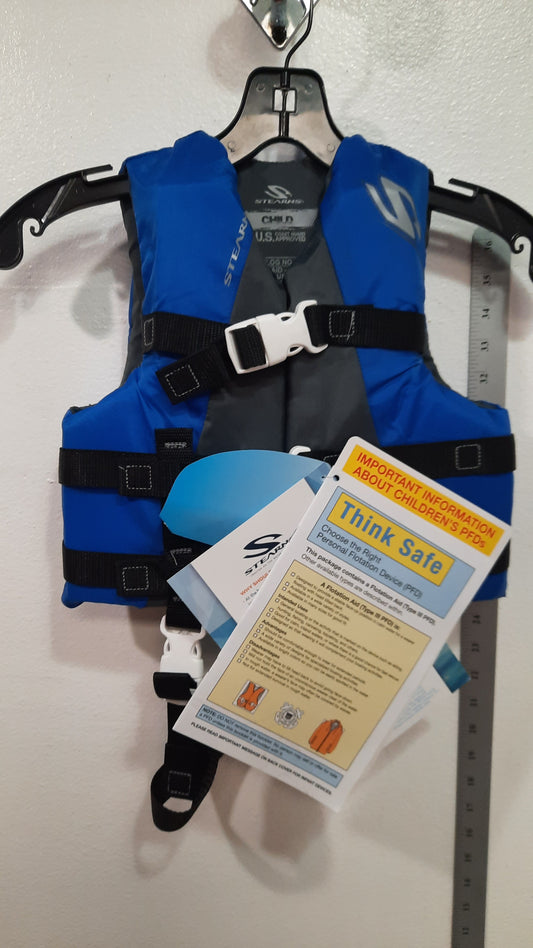 Stearns Life Vest PFD Type III Size Child 30-50 lbs Blue New