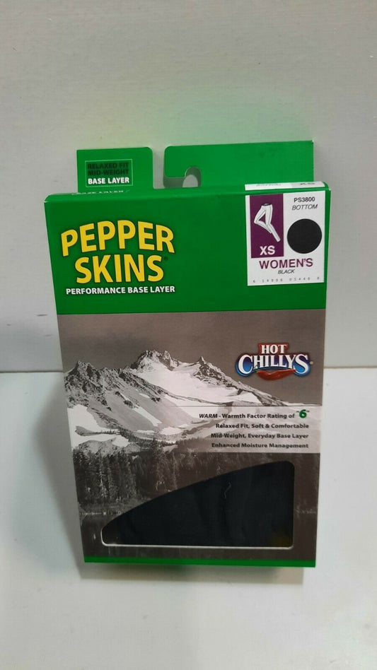 Hot Chillys Pepper Skins Base Layer Women XS Black Pants Winterwear New