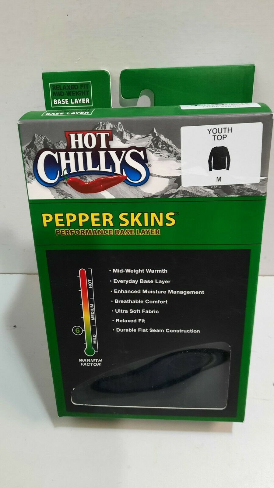 Hot Chillys Pepper Skins Base Layers Youth Medium Black Shirt Winterwear New