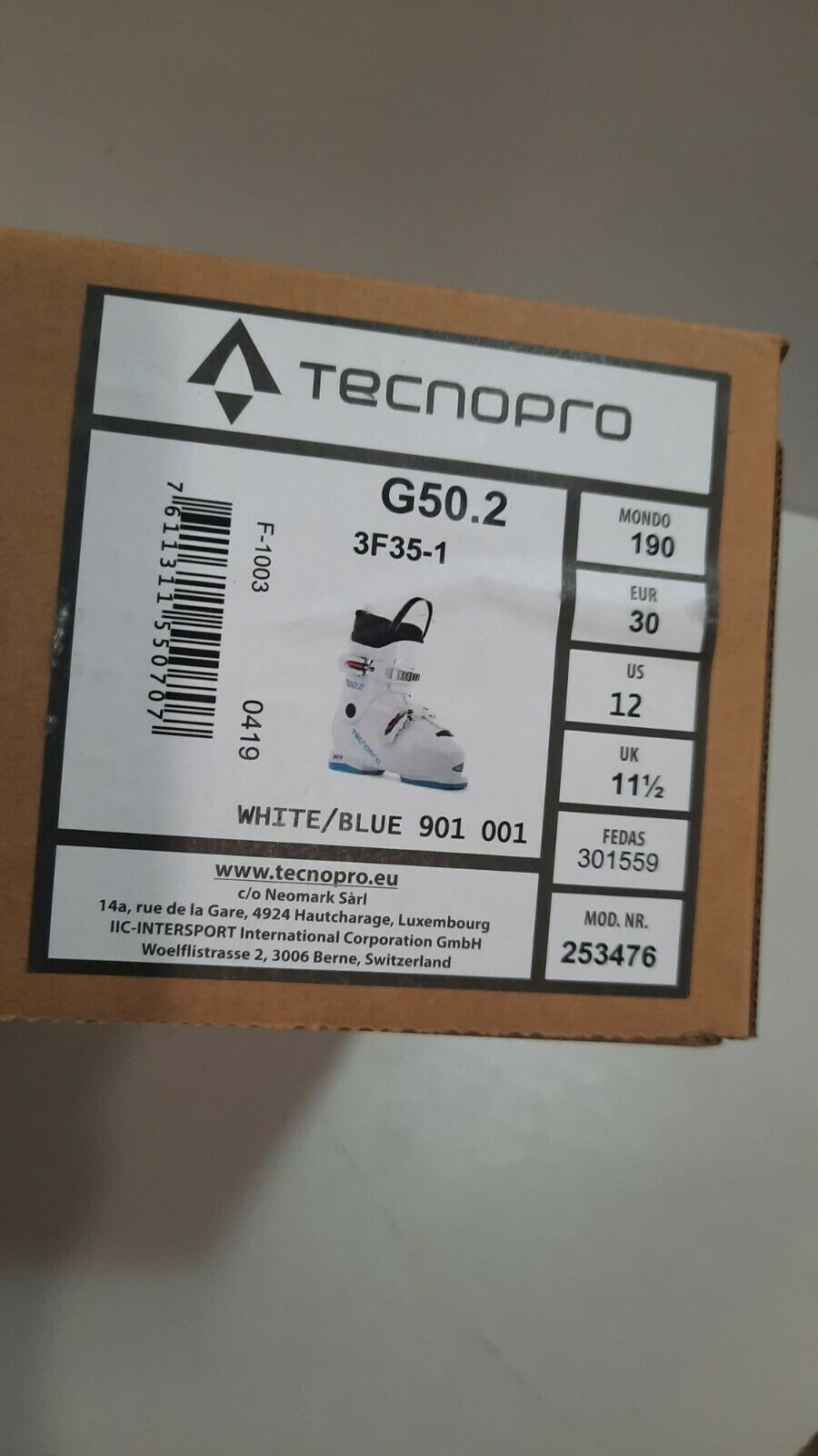 Tecnopro Youth Ski Boots Mondo Size 19 New