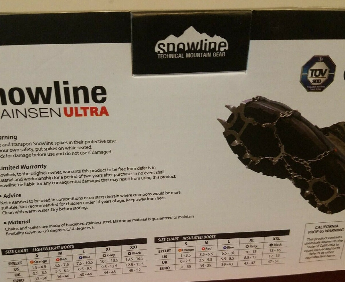 SnowLine Chainsen Ultra Shoe Spikes Ice Cleats Size S-XXL New