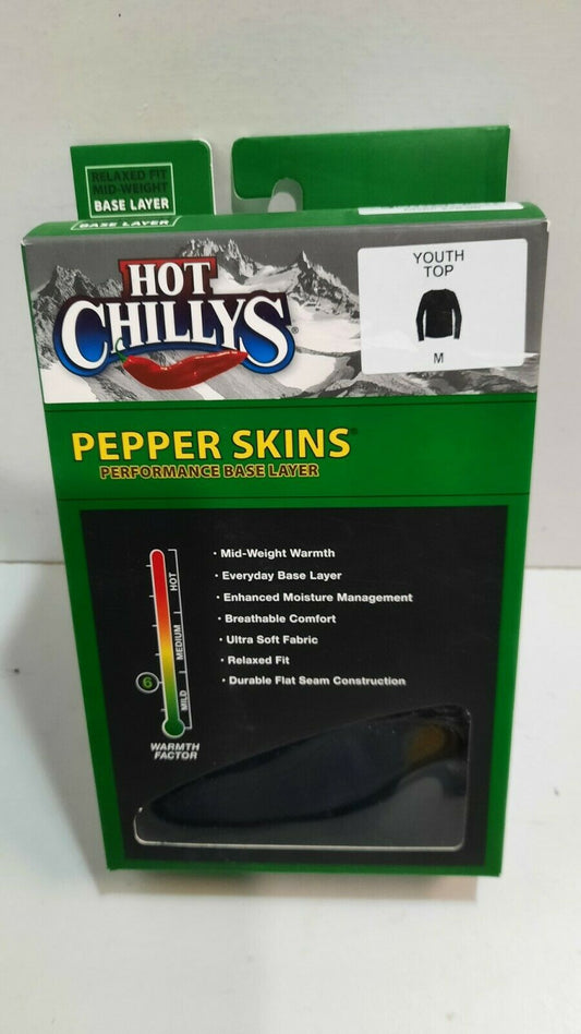 Hot Chillys Pepper Skins Base Layers Youth Medium Black Shirt Winterwear New