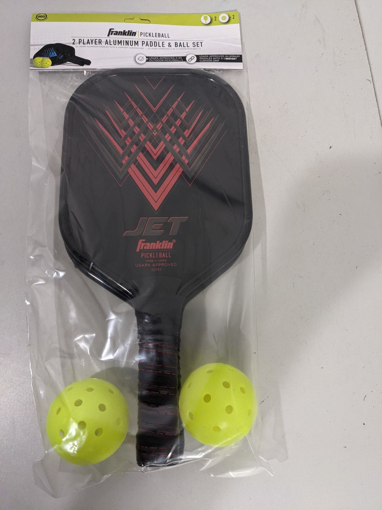 Franklin Jet Pickleball Paddle & Ball 2 Player Blue and Red New