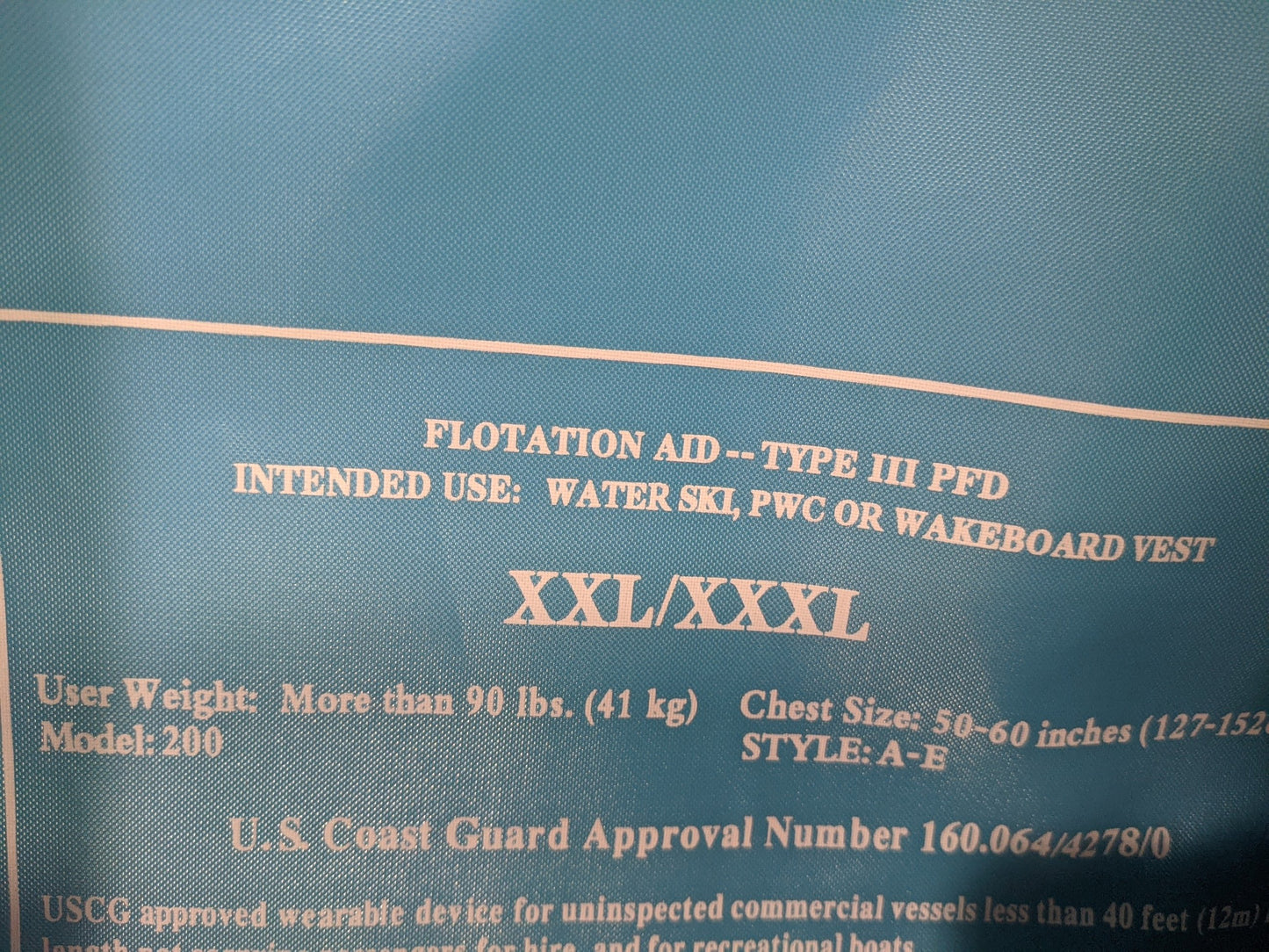 Exxel Life Vest PFD New Ski Vest Life Vest Size Adult XXL/XXXL >90LB 50"-60"