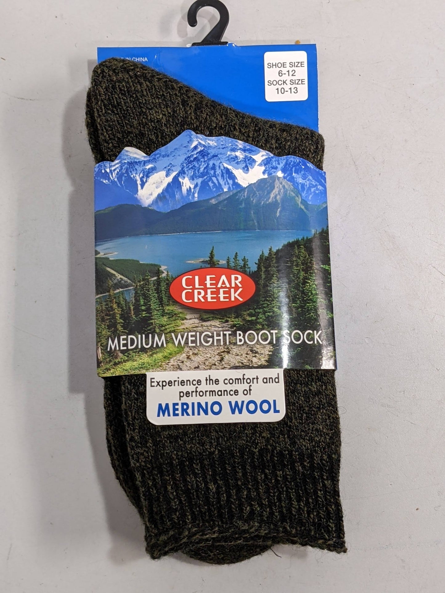 Clear Creek Merino Wool Medium Weight Boot Socks shoe size 6-12  New