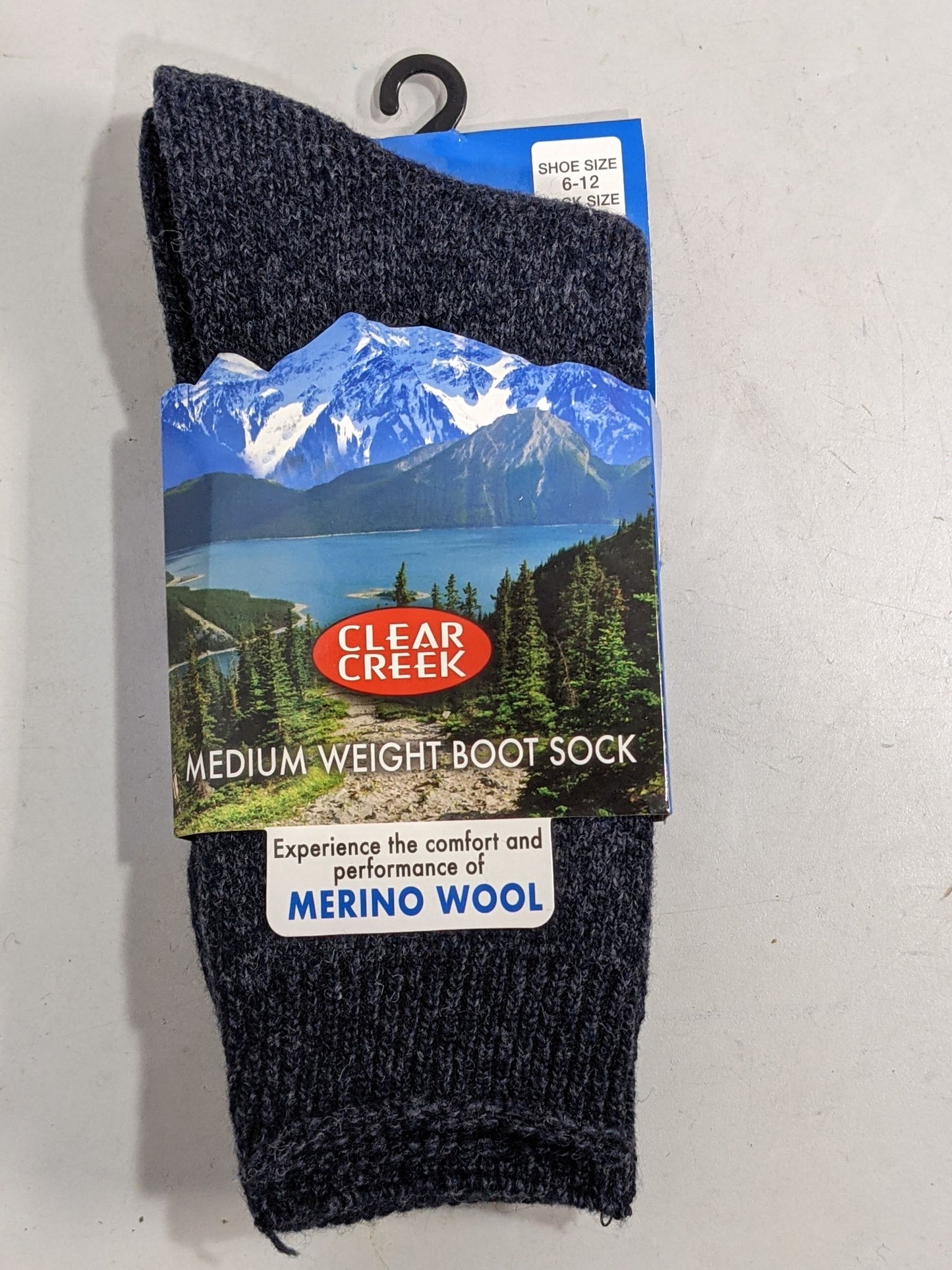 Clear Creek Merino Wool Medium Weight Boot Socks shoe size 6-12  New