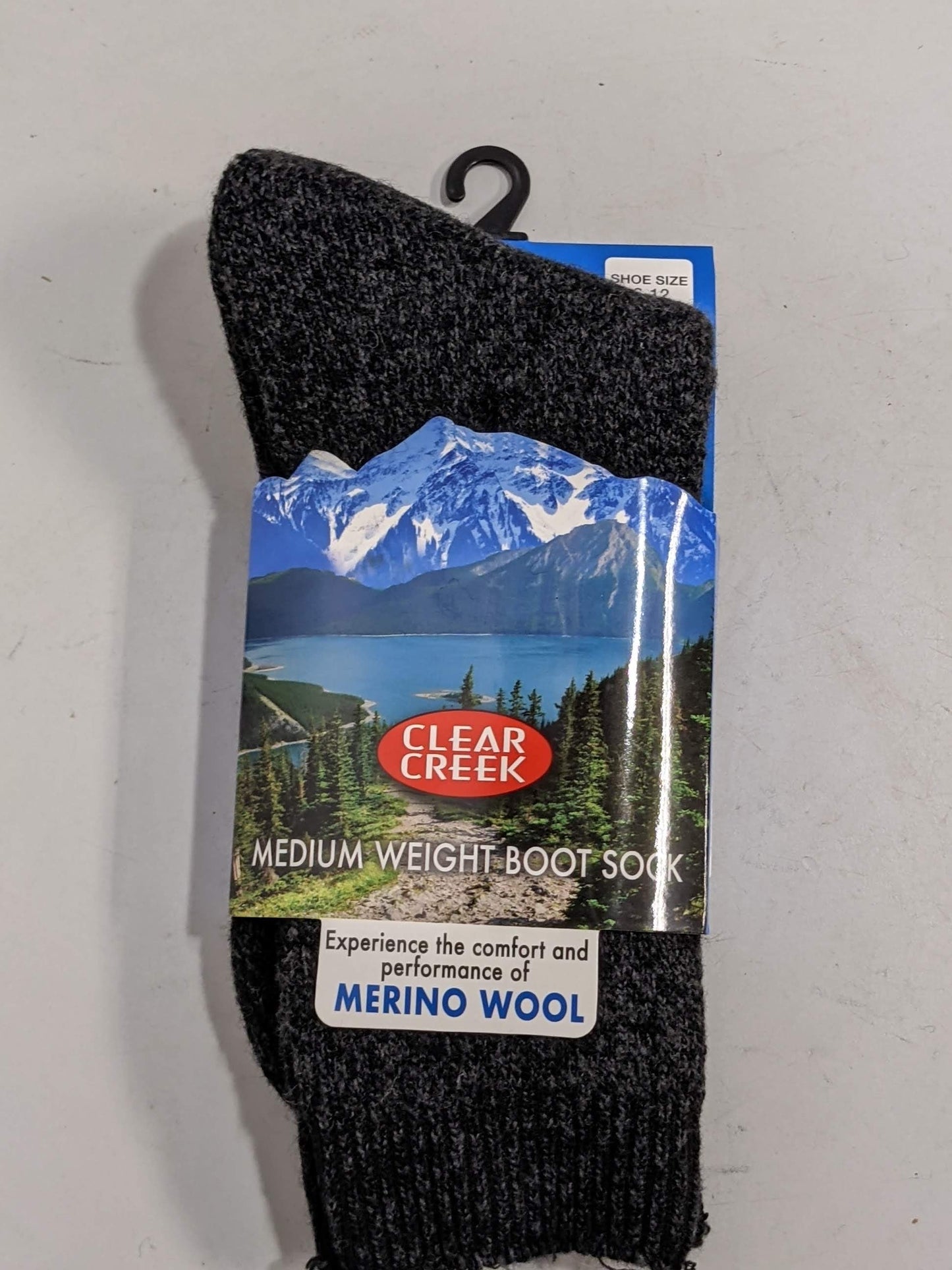 Clear Creek Merino Wool Medium Weight Boot Socks shoe size 6-12  New