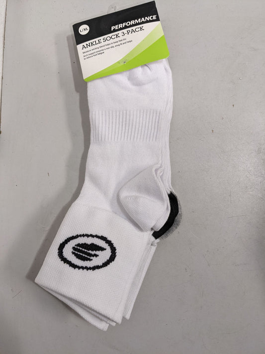 Performance Ankle Sock 3-Pack L/XL White New Bicycle