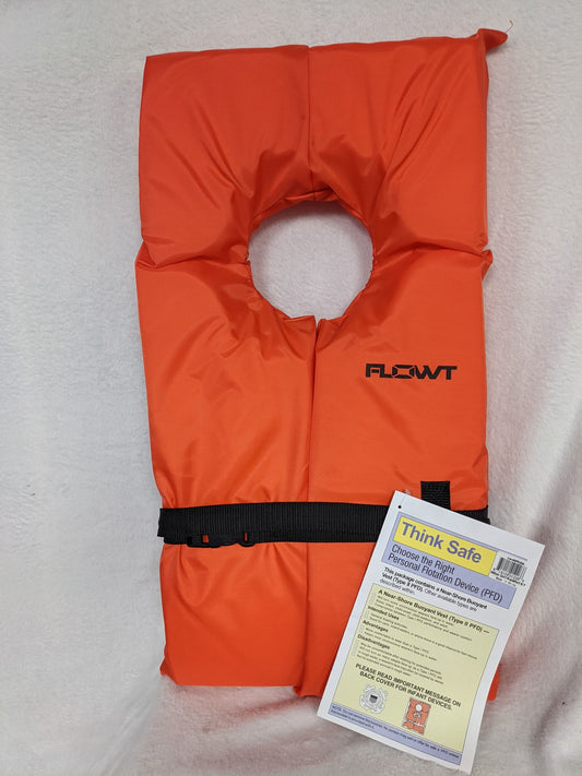 Flowt Neck Life Vest Adult XXL Orange NEW