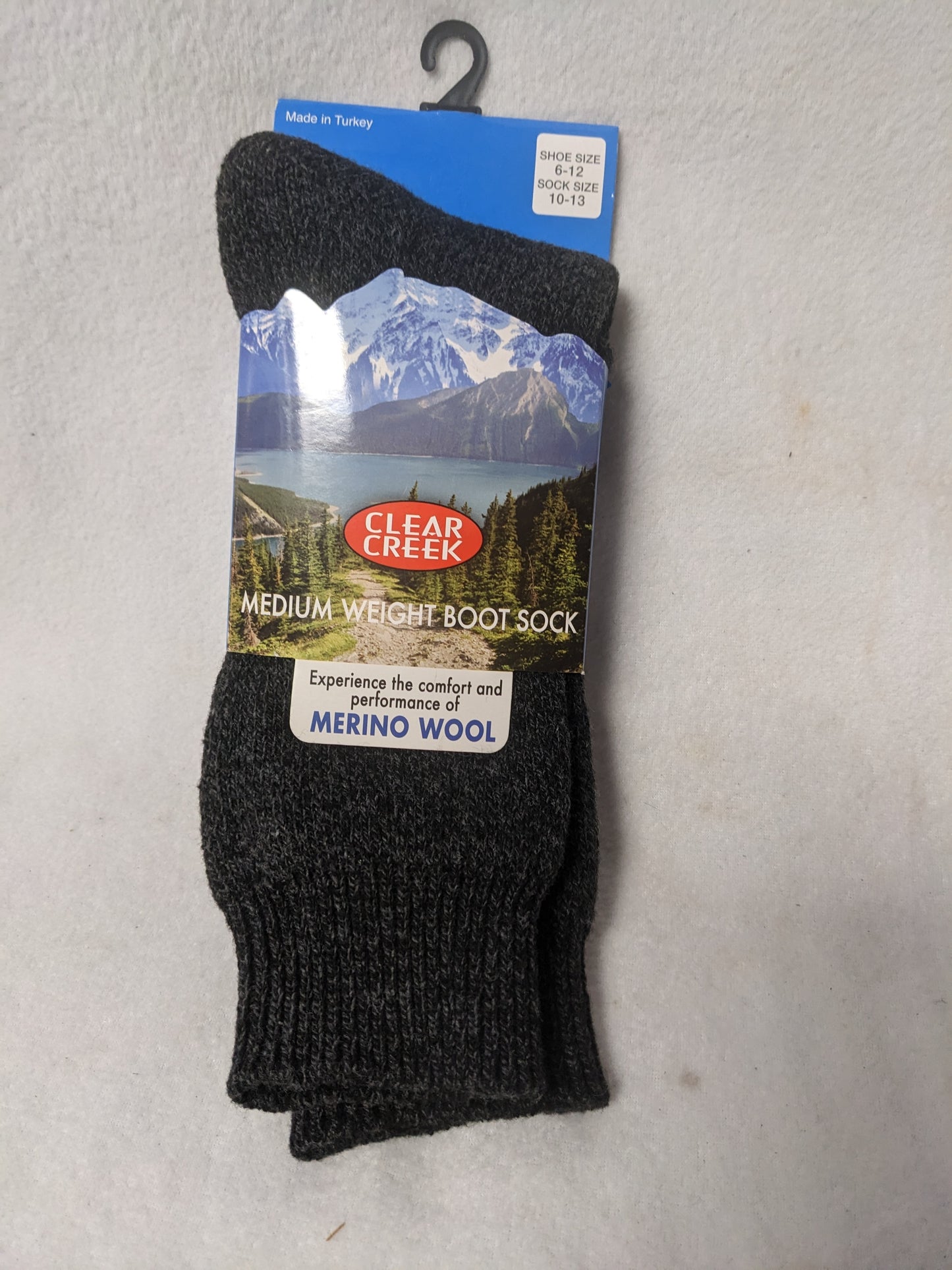 Clear Creek Merino Wool Medium Weight Boot Sock Shoe Size 6-12 New