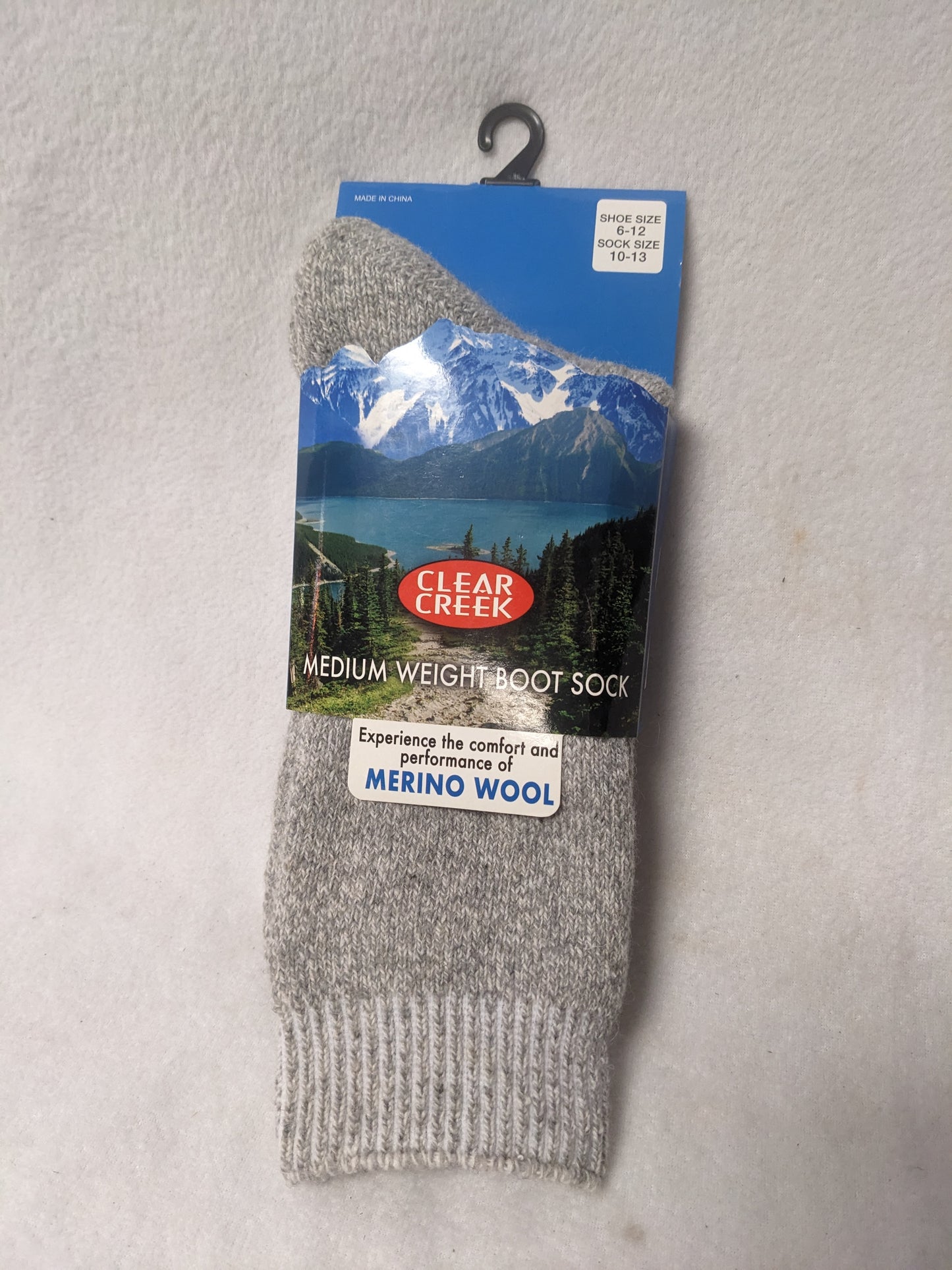 Clear Creek Merino Wool Medium Weight Boot Sock Shoe Size 6-12 New