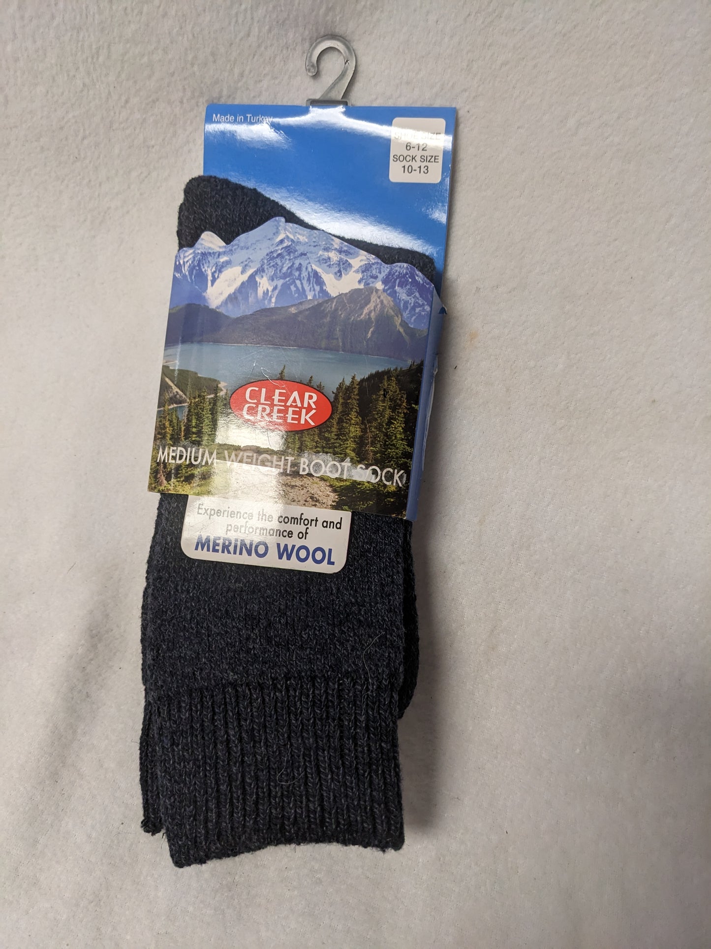 Clear Creek Merino Wool Medium Weight Boot Sock Shoe Size 6-12 New