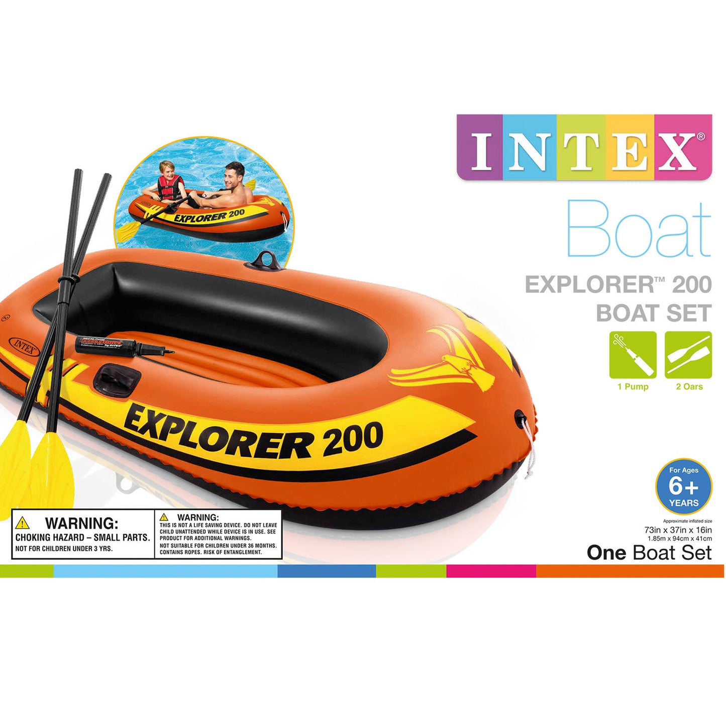 Intex Explorer 200 Boat Set, New Orange, Size: 2 Person, Intex